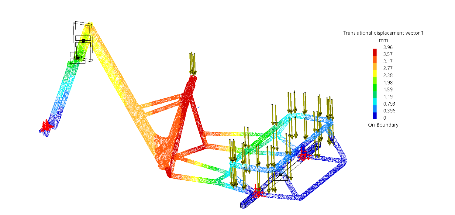 Electric Tricycle FEA displacement analysis — CATIA V5